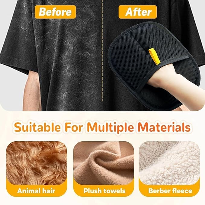 Yomi Pet Hair Remover Glove, Cat Grooming Gloves, Reusable Static Removal Glove for Pet Hair, Versatile Dog Grooming Gloves for Couch, Furniture, Carpet, Car Seat (2PCS)-Mewly Pet