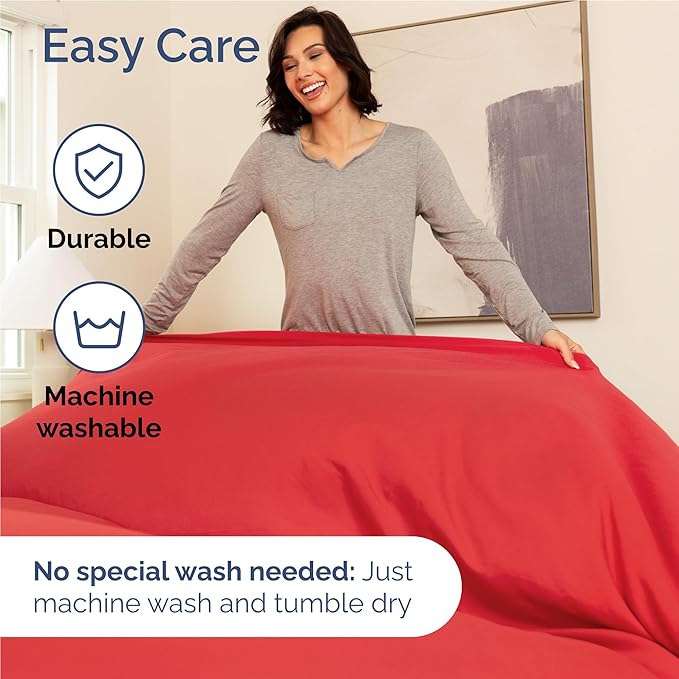 Twin XL 4 Piece Sheet Set - Comfy Breathable & Cooling - Ultra Soft Hotel Luxury Bedding Set w/ 8-16 Inch Deep Pockets - 1 Flat & 1 Fitted Sheet & 2 Pillowcases - Cozy, Wrinkle Free & Easy Care - Red