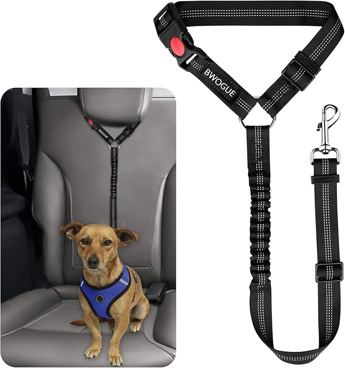BWOGUE Pet Dog Cat Seat Belts, Car Headrest Restraint Adjustable Safety Leads Vehicle Seatbelt Harness (1 Pack)-Mewly Pet