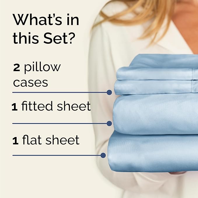 Twin 4 Piece Sheet Set - Comfy Breathable & Cooling - Ultra Soft Hotel Luxury Bedding Set w/ 8-16 Inch Deep Pockets - 1 Flat & 1 Fitted Sheet & 2 Pillowcases - Wrinkle Free and Easy Care - Sky Blue