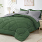 HEVUMYI King Comforter Set - 7-Piece All Season Bed in a Bag King, Ultra Soft Bedding Set with Comforter, Flat Sheet, Fitted Sheet, Pillowcases, Pillow Shams, Green & Light Grey