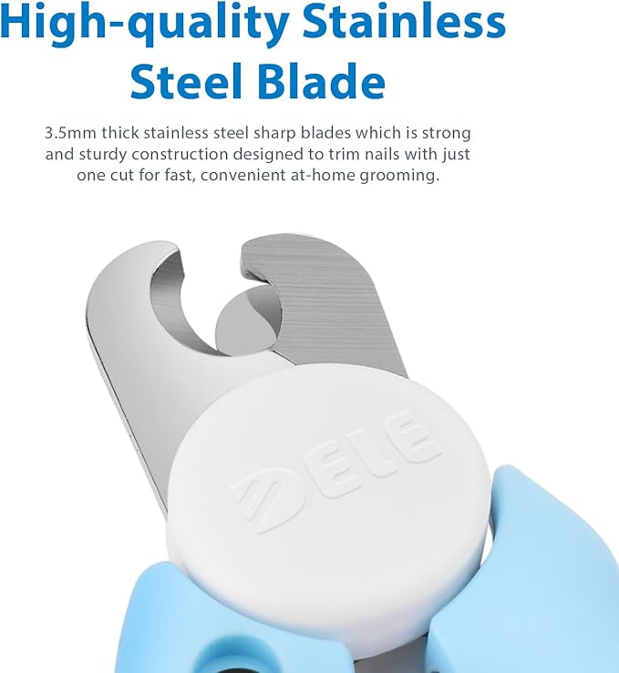 Flexzion Dog Cat Nail Clipper and Trimmer, Pet Toe Claw Scissor Grooming Tool with Stainless Steel Blades File Easy Grip Handle Safety Guard Avoid Overcutting for Small Medium Large Breed Puppy, Blue-Mewly Pet