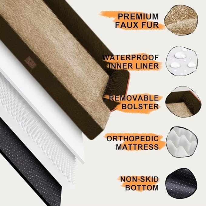 Small Dog Bed Waterproof Orthopedic Dog Beds for Medium Sized Dogs Comfy Pet Cat Bed with Sides, Washable Removable Cover-Mewly Pet