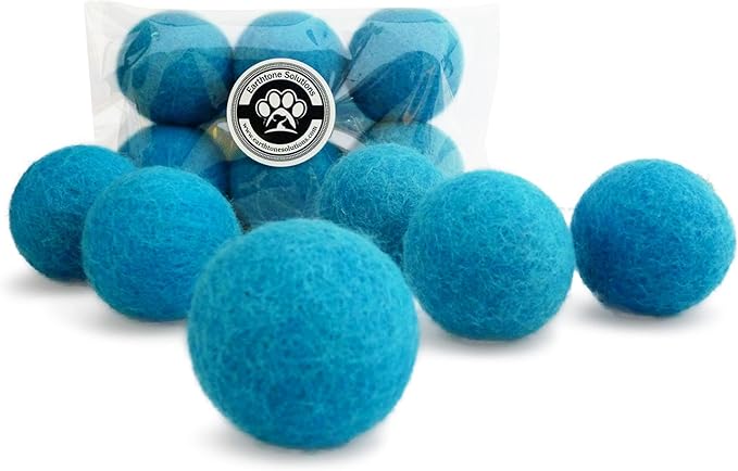 Wool Cat Toys - Felt Cat Toy Balls for Small Pet Fetch and Play - Eco Friendly Quiet Wool Ball Cat Toy for Cats and Kittens - Choose Your Colors (Aqua)-Mewly Pet