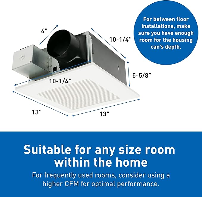 Panasonic WhisperFit Ceiling Mount Bathroom Exhaust Fan with Humidity Sensor, 50-80-110 CFM, FV-0511VFC1