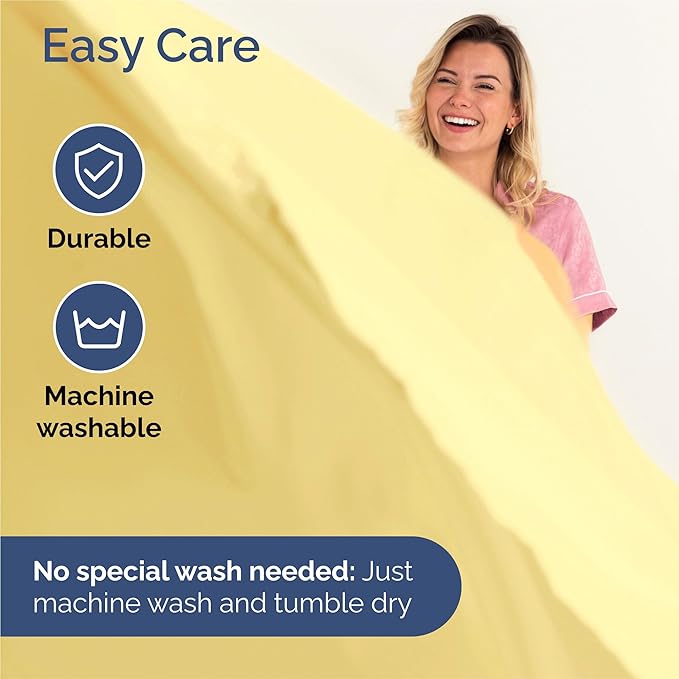 Split King 7 Piece Sheet Set - Comfy Breathable & Cooling - Ultra-Soft Hotel Luxury Bedding Set w/ 8-16 Inch Deep Pockets - 1 Flat & 2 Fitted Sheet & 4 Pillowcases - Wrinkle Free & Easy Care - Yellow