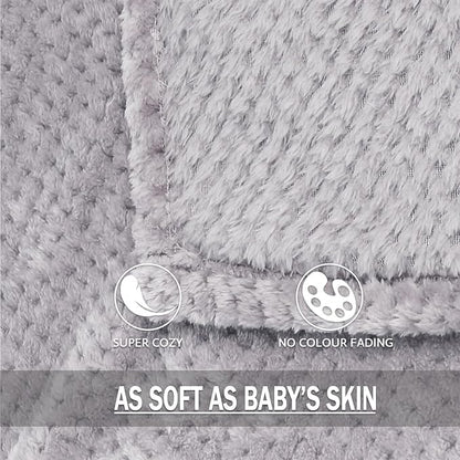 Exclusivo Mezcla Fleece Bed Blanket Twin Size, Super Soft and Warm Blankets for Couch, Sofa and Bed Waffle Textured, Cozy, Fuzzy and Lightweight (Light Grey, 60x80 inches)