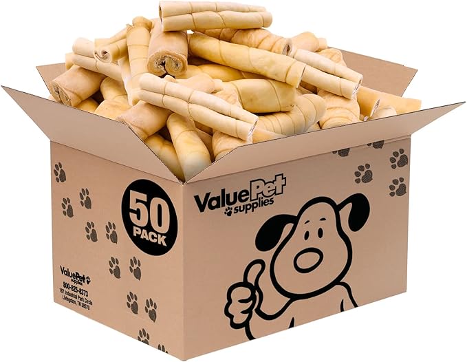 ValueBull Beef Cheek Rolls, Long Lasting Dog Chews, Jumbo 5-6 Inch, 50 Count Bulk Pack - Long Lasting Dog Chews, Rich in Collagen, Single Ingredient, Cleans Teeth-Mewly Pet