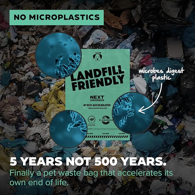 Doggy Do Good Next Pet Waste Bags, Landfill Friendly Recycled Plastic Unscented Dog Poop Bags for Dogs, Thick & Leakproof, Strong, Earth Friendly Poop Bags, 300 Count-Mewly Pet