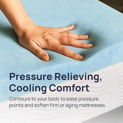 Sure2Sleep Gel Swirl Memory Foam Mattress Topper - 3 Inch, Pressure Relieving, Cooling Comfort - Made in The USA & CertiPUR-US Certified - Softens Firm Beds and Extends Mattress Life - Twin Size