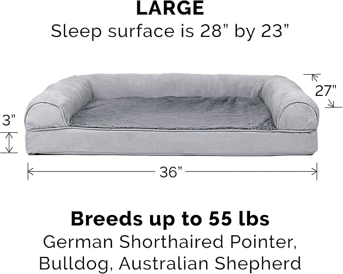 Furhaven Replacement Dog Bed Cover Plush & Suede Sofa-Style, Machine Washable - Gray, Large-Mewly Pet