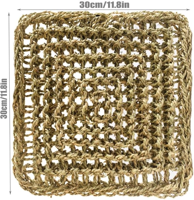 Hamiledyi Rabbit Seagrass Activity Mat Bunny Mat Rabbit Enrichment Toys Rabbit Chew Toys for Teeth Seagrass Protector Mat Small Animal Toys for Rabbit Bunny Chinchilla Guinea Pigs Rodent Pets-Mewly Pet