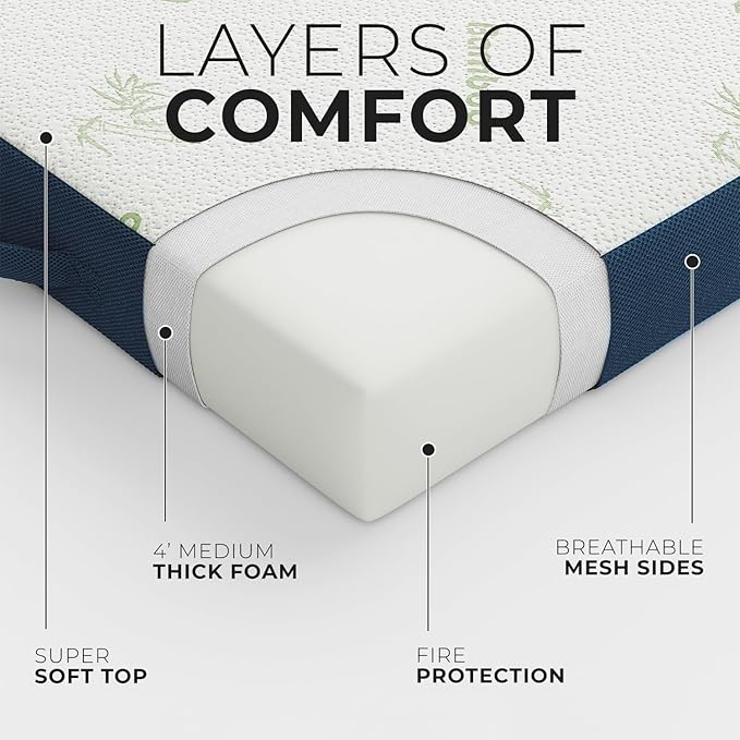 Cozzzi Trifold Foldable Mattress for Floor and Traveling with Removable Cover - Lightweight and Portable Foldable Mattress for Adults & Kids - Compact and Easy to Storage (75in x 25in x 4in)