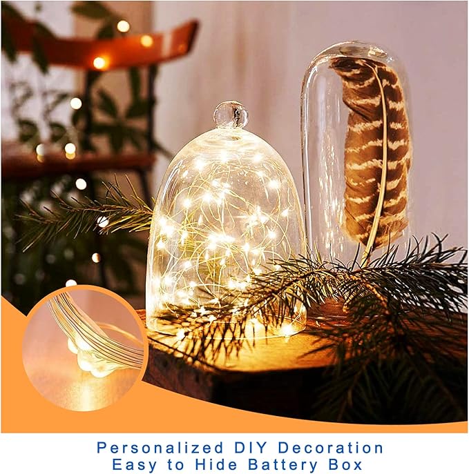 Warm White Fairy Lights Battery Operated, 7ft Mini Lights for Mason Jar, 12-Pack 20 Small LED String Lights for Crafts Bedroom Wedding Party Table Bottle Christmas Firefly Fairy Decoration