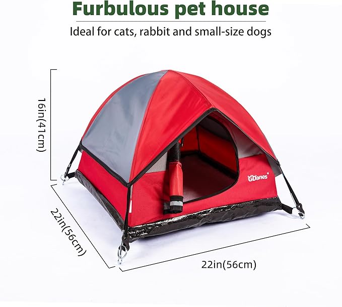 GDanes Cat House Portable Indoor/Outdoor Red Cat Tent for Cats and Small Dogs with Soft Pad-Mewly Pet