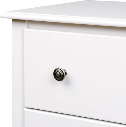 Prepac Sonoma 2 Drawer Nightstand: Elegant Bedroom Furniture, Bedside Table with Open Shelf, 23.25"W x 16"D x 28"H, White