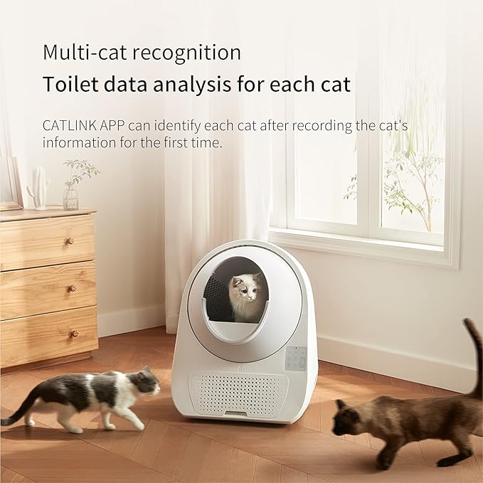 CATLINK Self Cleaning Automatic Litter Box for Cats 3.5~22lbs-APP Control,Double Odor Removal-Extra Large with 40 Liners&1 Carbon Filter Box Included -Smart Robot Cat Litter Box (New Version)-Mewly Pet