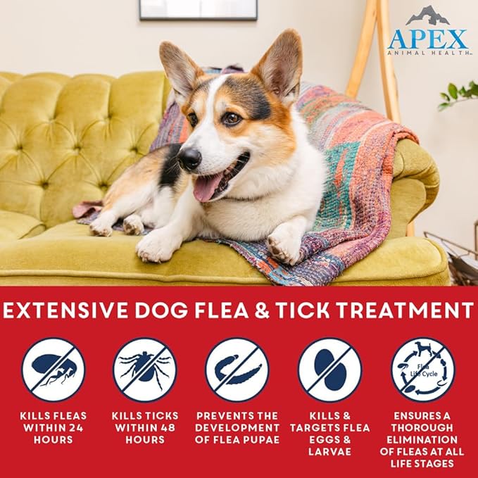 Apex Plus Flea and Tick Prevention for Dogs | X-Large (89-132 lbs) | 3-Month Supply | Dog Flea and Tick Treatment | 24-Hour Activation, Waterproof, 30-Day Protection-Mewly Pet