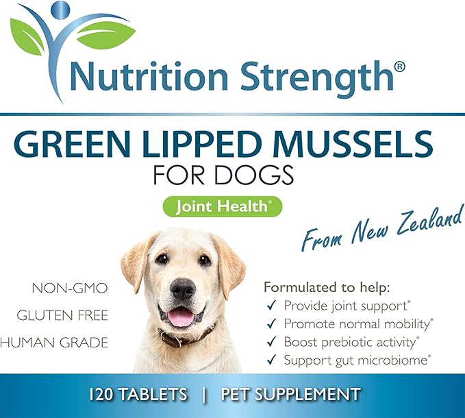 Green Lipped Mussels for Dogs for Joint Support & Inflammatory Relief, Promote Normal Mobility & Flexibility, Boost Prebiotic Activity, Support Gut Microbiome, 120 Chewable Tablets-Mewly Pet