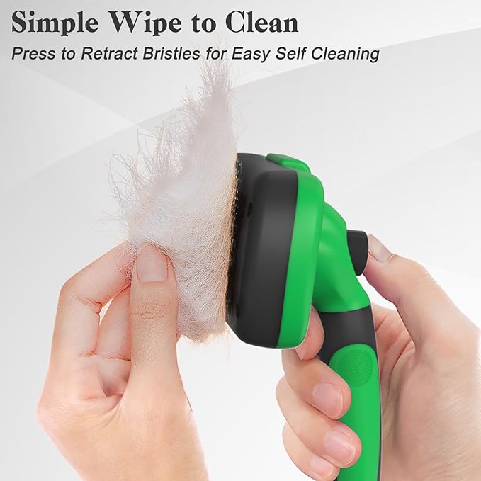 Swihauk Self Cleaning Slicker Brush - Skin Friendly Deshedding Grooming Tool for Dogs & Cats, Suitable for Shedding & Haired Pets, with Pet Supplies Accessories, Green-Mewly Pet