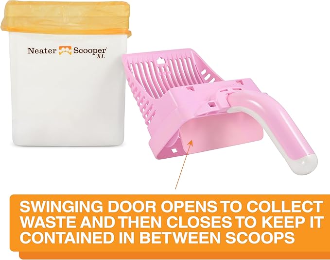 Neater Pet Brands Neater Scooper XL Cat Litter Scoop, 195 Refill Bags – Extra-Large Capacity Mess-Free Cat Litter Scooper with Bag for Large & Multiple Cats, Spill-Proof Litter Box Scooper with Holder-Mewly Pet