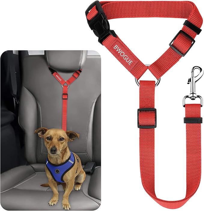 BWOGUE Pet Dog Cat Seat Belts, Car Headrest Restraint Adjustable Safety Leads Vehicle Seatbelt Harness (1 Pack)-Mewly Pet