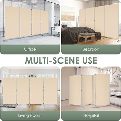 RANTILA 4 Panel Room Divider, 6 Ft Tall Folding Privacy Screen Room Dividers, Freestanding Room Partition Wall Dividers, 136''W x 20''D x 71''H, Beige