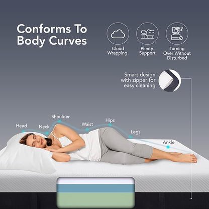 EPITEX Pure Comfort 10 Inch Twin Size Memory Foam Mattress – Air-Flow Memory Foam, Medium Plush for Pressure Relief and Motion Isolation, Breathable Pure Cotton Cover, CertiPUR-US Certified