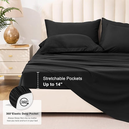 Love's cabin Twin XL Comforter Set Ash Black, 5 Pieces Twin XL Bed in a Bag, All Season Bedding Sets with 1 Comforter, 1 Flat Sheet, 1 Fitted Sheet, 1 Pillowcase and 1 Pillow Sham