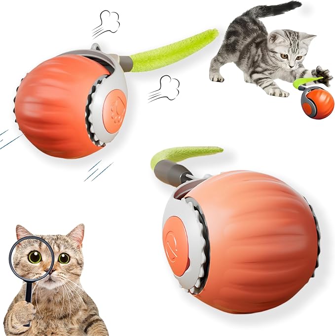 Upgraded speedy tail 2.0 cat toys Indoor Cat Interactive Toy: Sensor Cat Teasing Ball, Pet Electronic Chasing and Exercise Toy, Specially Designed for Bored Cats, Two Modes & One-Click Switching-Mewly Pet