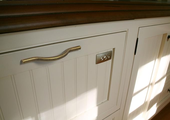 Goo-Ki Low Profile Antique Brass Cabinet Pulls, Double Hole Centers(11.4''/12.6'') Zinc Alloy Handle for Drawer Cupboard Wardrobe,6 Packed