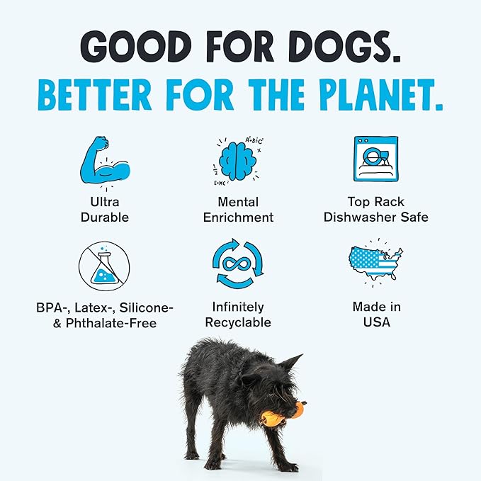 WEST PAW Zogoflex Qwizl Dog Puzzle Treat Toy – Interactive Chewing for Dogs – Dispenses Pet Treats – Brightly-Colored Dog Enrichment Toy for Aggressive Chewers, Fetch, Catch, Large 6.5", Periwinkle-Mewly Pet