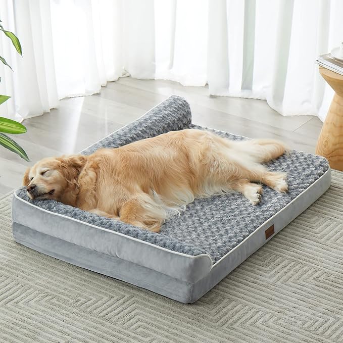BFPETHOME Orthopedic Dog Beds for Extra Large Dogs, Waterproof Sofa XXL Pet Bed with Sides, Non-Slip Bottom and Egg-Crate Foam Big Dog Couch Bed with Washable Removable Cover,Pet Bed for Large Dogs-Mewly Pet