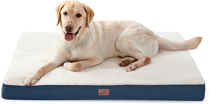 Bedsure Dog Beds Large Sized Dog - Orthopedic Flat Pet Beds with Removable Washable Cover, Egg Crate Foam Puppy Mat, Suitable for Pet Up to 65 lbs-Mewly Pet