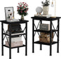 VECELO Modern Nightstands X-Design Side End Table Night Stand with Storage Shelf for Bedroom,Living Room,