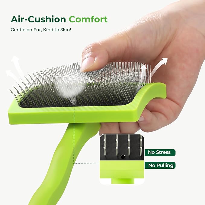 Pecute Slicker Brush for Dogs & Pet Comb, Professional Grooming Dog Brush for Goldendoodles, Poodles, Labradoodles, with Extra Long Soft Pins to Effectively Remove Tangles, Knots and Mats, 2PCS-Mewly Pet