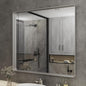 ISKM Silver Framed Mirror for Wal Bathroom Mirror for Wall 40" x 36" Matte Framed Vanity Mirror, Shatter-Proof, Tempered Glass, Rounded Rectangle Mirror(Horizontal/Vertical)