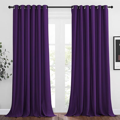 NICETOWN Blackout Curtain Panels 95" L - Window Treatment Energy Saving Thermal Insulated Solid Grommet Blackout Drapes for Living Room (Royal Purple, 1 Pair, 80 by 95-Inch)