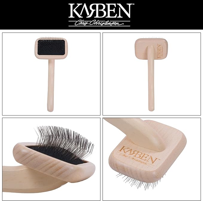 Chris Christensen Karben I Slicker Brush for Dogs, Groom Like a Professional, Ideal For All Coat Types, Remove Shedding Coat, Tangles and Dead Undercoat, 17 mm Stainless Steel Pins, Extra Small-Mewly Pet