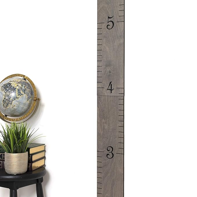 HEADWATERS STUDIO Wooden Growth Chart for Wall - Height Growth Chart for Kids, Kid Height Wall Chart, Height Measurement for Wall, Height Chart for Kids - Love Grows Here, Skinny Grey (63""x5.75"")
