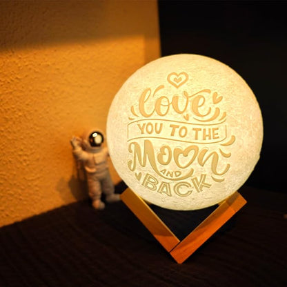 Mydethun Engraved Moon Lamp for Lover's Gift, 16 Colors Ideal Gift for Women, Wife, Birthday, White Elephant Gift, and Home Decor Piece, with Remote Control and Wooden Base, 5.9 inch
