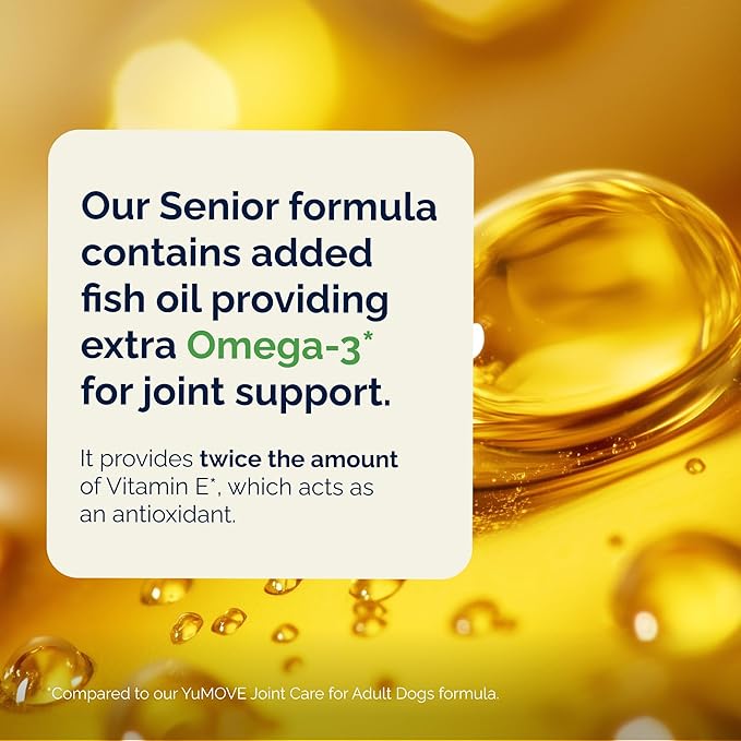 Yumove Hip & Joint Supplement for Dogs - with Glucosamine Chondroitin, Omega 3, Hyaluronic Acid, Green Lipped Mussel & Fish Oil for Dogs - Senior Dog Joint Supplement (240ct Chewable Tablets)-Mewly Pet