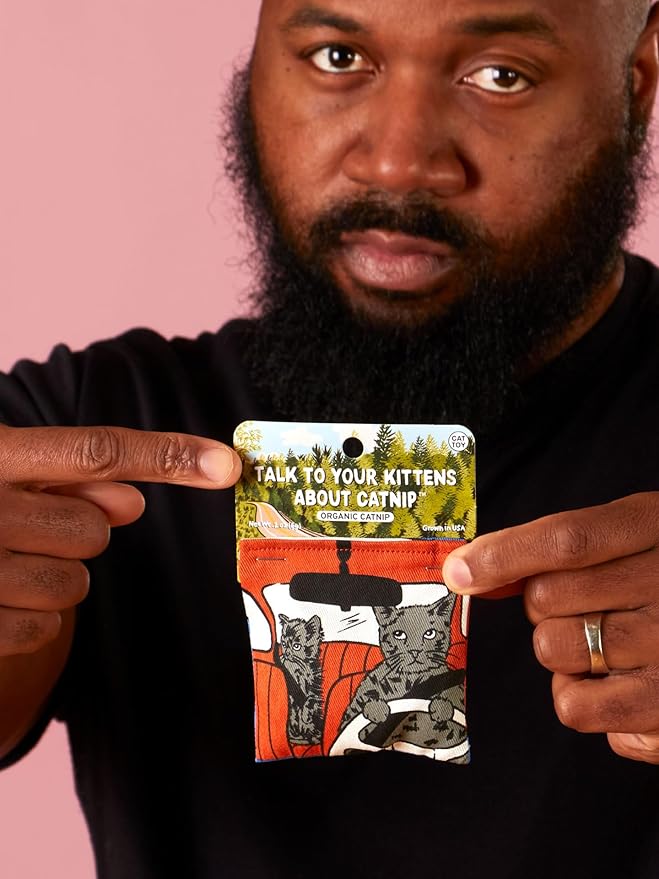 Blue Q Talk to Your Kittens About Catnip - Cat Toy. Premium Organic Catnip Grown in USA, 100% Cotton Pouches, Kitty Graphics Sure to Delight Every Cat-Keeper.-Mewly Pet