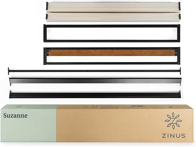 ZINUS GOOD DESIGN Award Winner Suzanne 6 Inch Bamboo and Metal Platforma Bed Frame, No Box Spring Needed, Wood Slat Support, Chestnut Brown, Queen