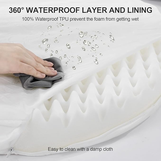 3.7 inch Thickened Orthopedic Dog Beds for Extra Large Dogs, Supportive Dog Sofa Bed with 28D Egg-Crate Foam, Removable Washable Cover, Waterproof Lining, Half-Round Design for Puppy,Senior,Sick-Mewly Pet