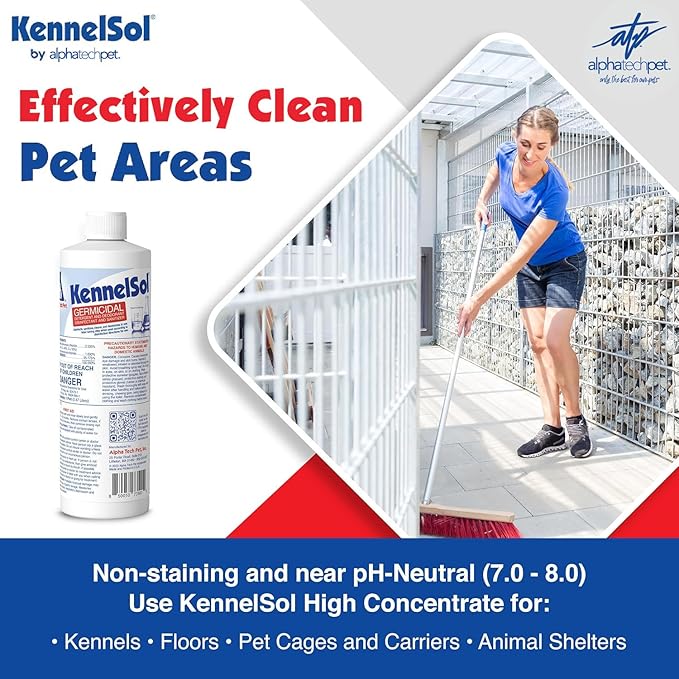 ATP KennelSol 1-Step Kennel Cleaner - 1 Pint Liquid Disinfectant, Effective Against Bacteria and Viruses, Deodorizer Wintergreen Scent by Alpha Tech Pet-Mewly Pet
