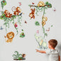 Jungle Animal Wall Stickers Forest Safari Wall Decals Kid Room Nursery Baby Bedroom Décor (Green Vine Monkey Elephant Butterfly)