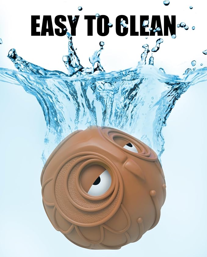 Giggle Ball for Dogs Owl Dog Toys for Aggressive Chewers Medium Large Dogs Fun Gift for Dog Natural Rubber Herding Ball for Dogs Cute Owl Hoot Brown New-Mewly Pet