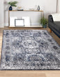 Keen Home Design Area Rugs - Non-Shedding, Thick Pile Abstract Rugs for Kitchen, Living Room, Bedroom, Dining Room, Entryway (Medallion Grey/Blue/Cream, 7'3'' x 10'2'')
