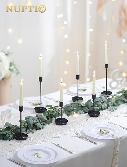 NUPTIO Black Candlestick Holders for Centerpiece: 3 PCS Tall Taper Candles Holders for Halloween - Metal Candles Stick Holder for Christmas Birthday Party Fireplace Table Decor